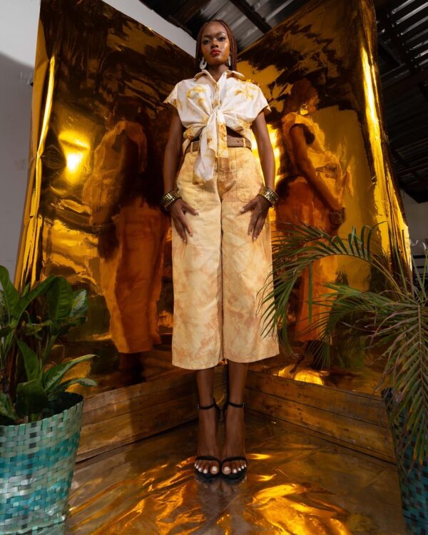 Rust Dyed Shirt & Denim Pants - Image 2