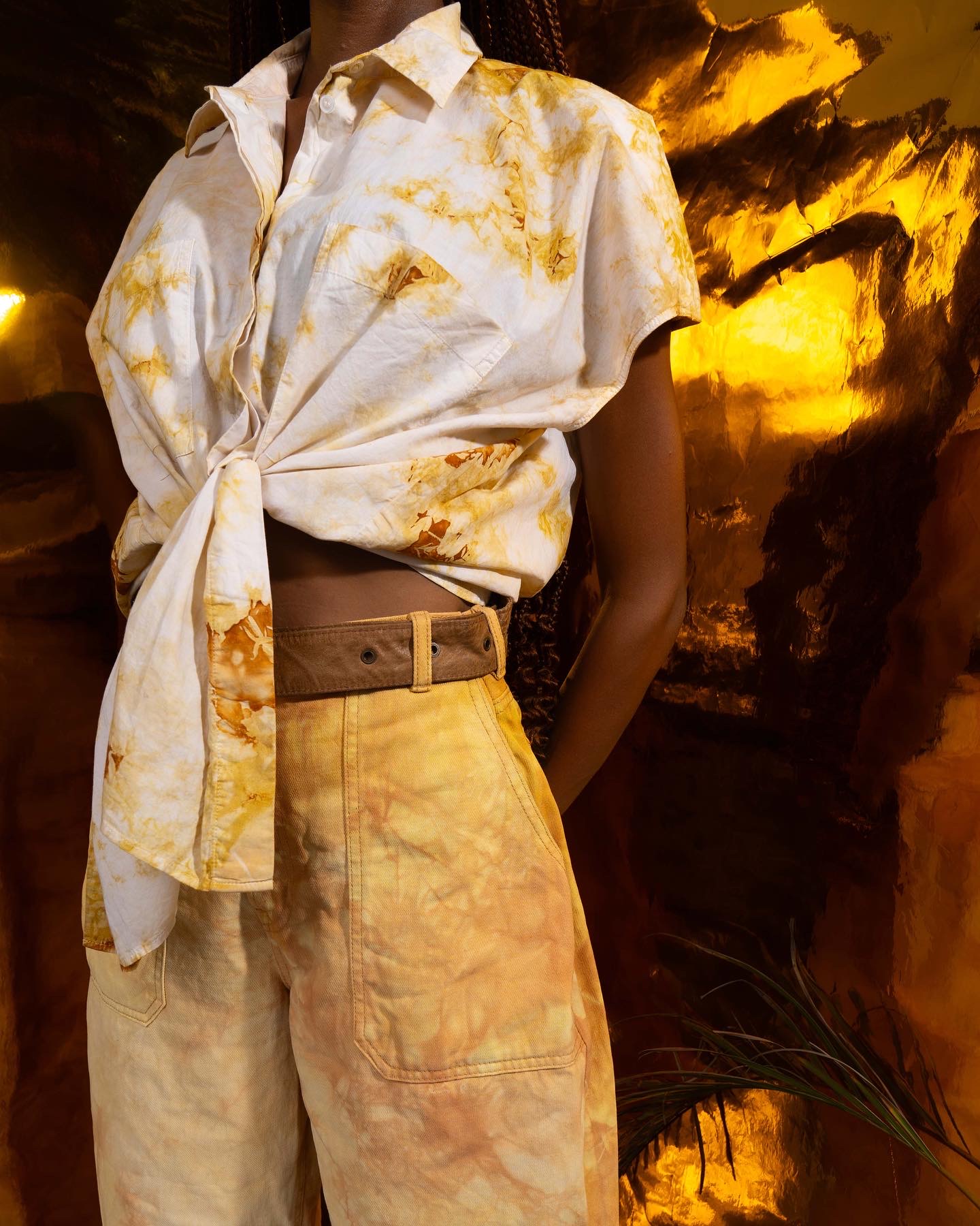 Rust Dyed Shirt & Denim Pants