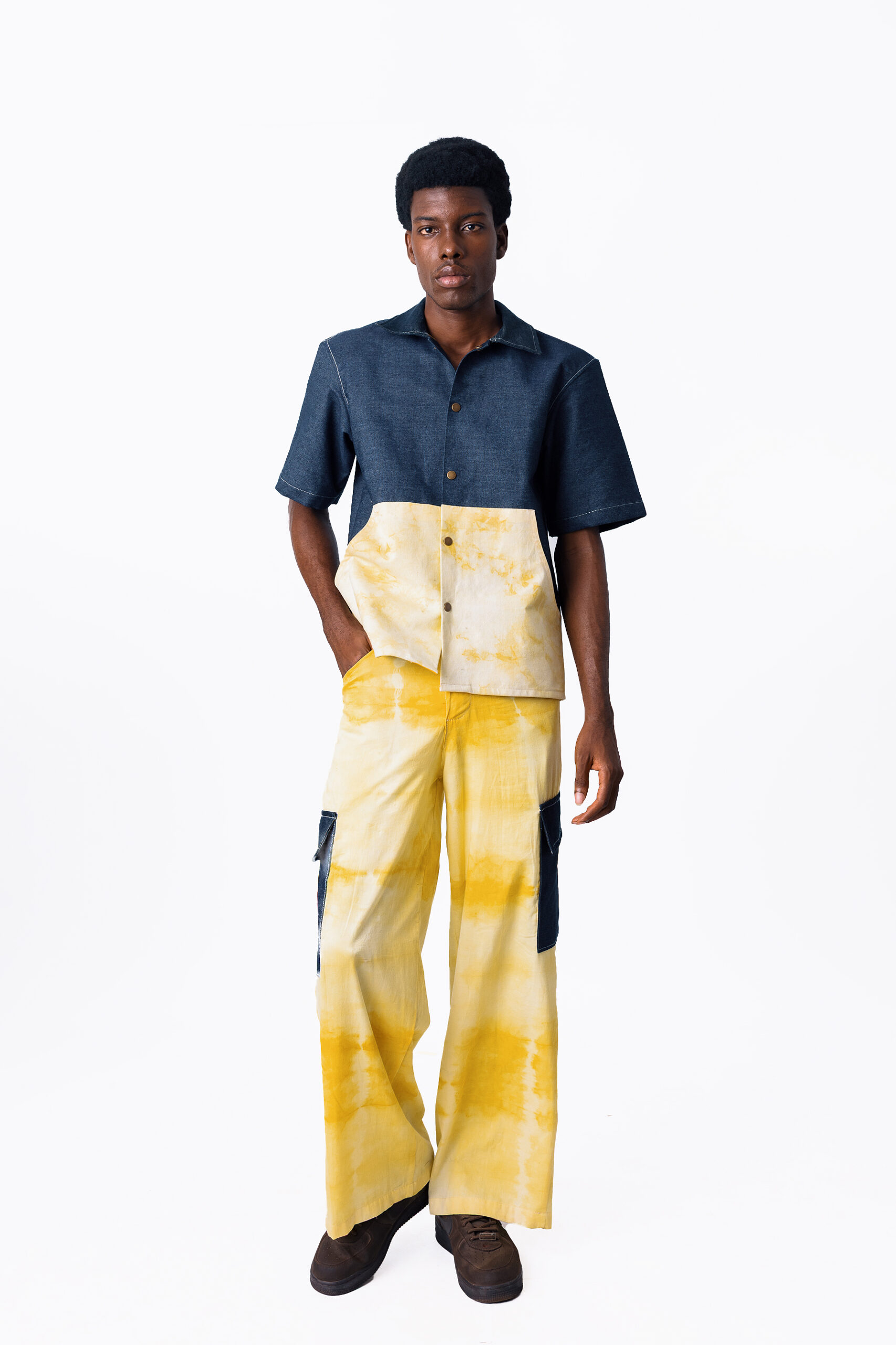 Denim & Tumeric Dyed Two Piece ( Top & Pants)