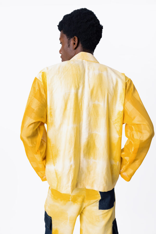 Tumeric Dyed Top with Sheer Long Sleeves Shirt - Image 2