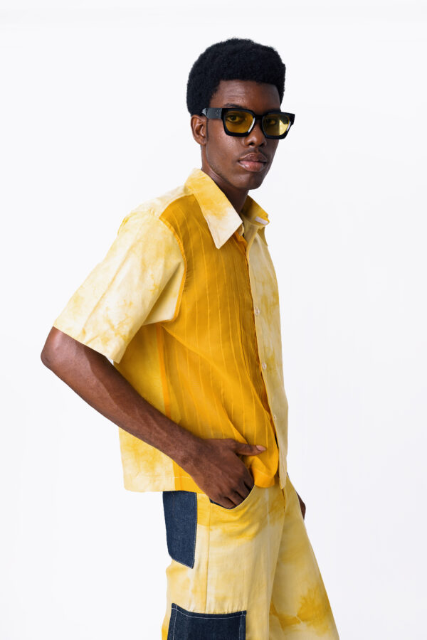 Tumeric Dyed Shirt with Sheer Detail - Image 6