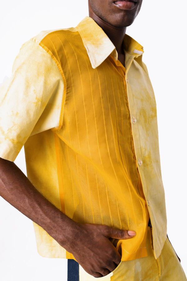 Tumeric Dyed Shirt with Sheer Detail - Image 5