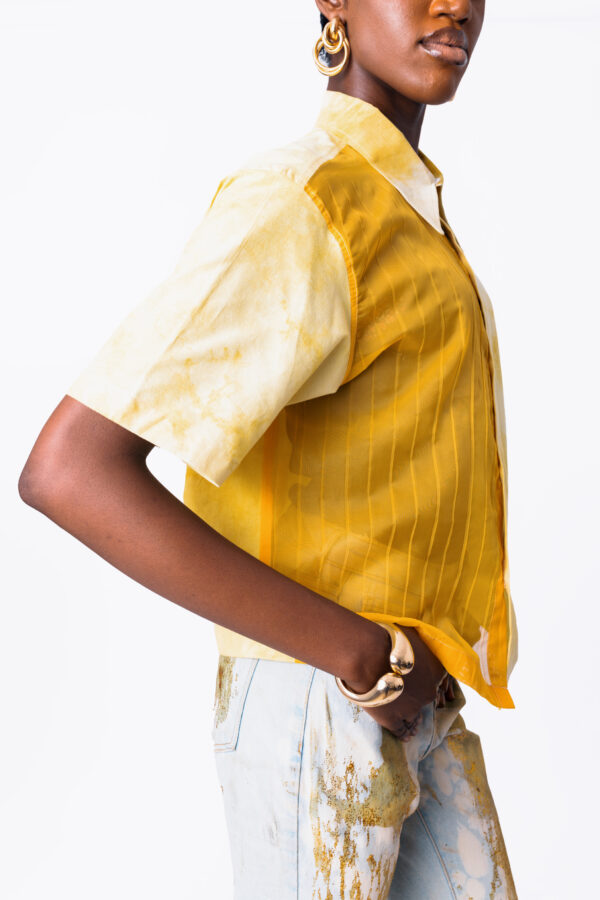 Tumeric Dyed Shirt with Sheer Detail - Image 2