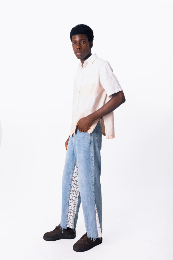 Denim Pants with Lace Detail