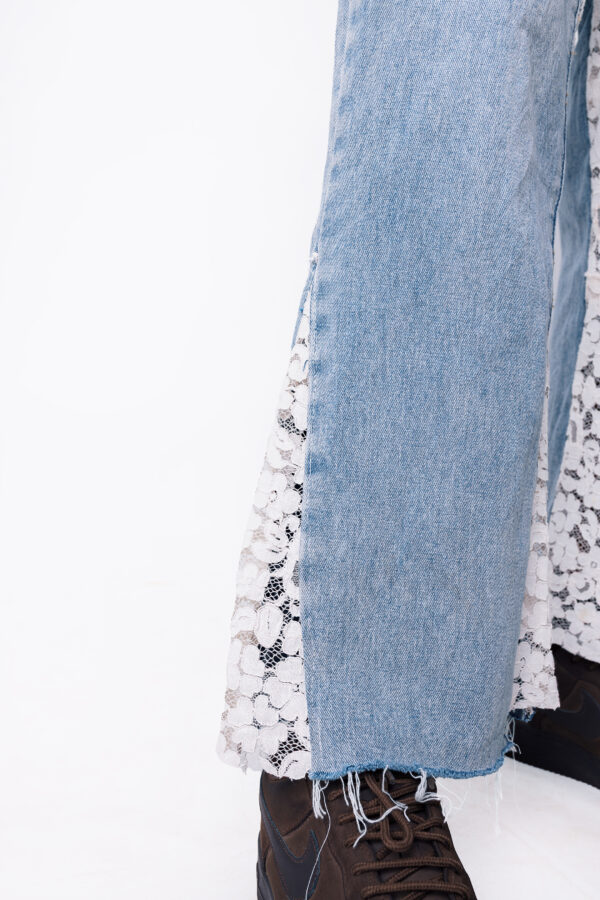 Denim Pants with Lace Detail - Image 3